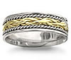 Platinum and Yellow Gold European Mens Diamond Band